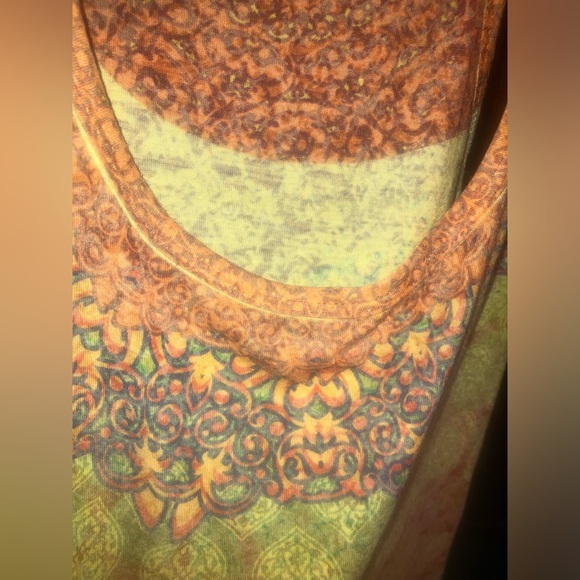 Orange/Yellow Indian Pattern Small Stretchy Racerback Tank - Picture 3 of 12